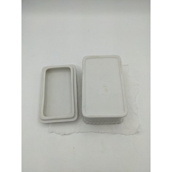 Accents Vintage Ornate Ceramic Trinket Box White Flowers Decor